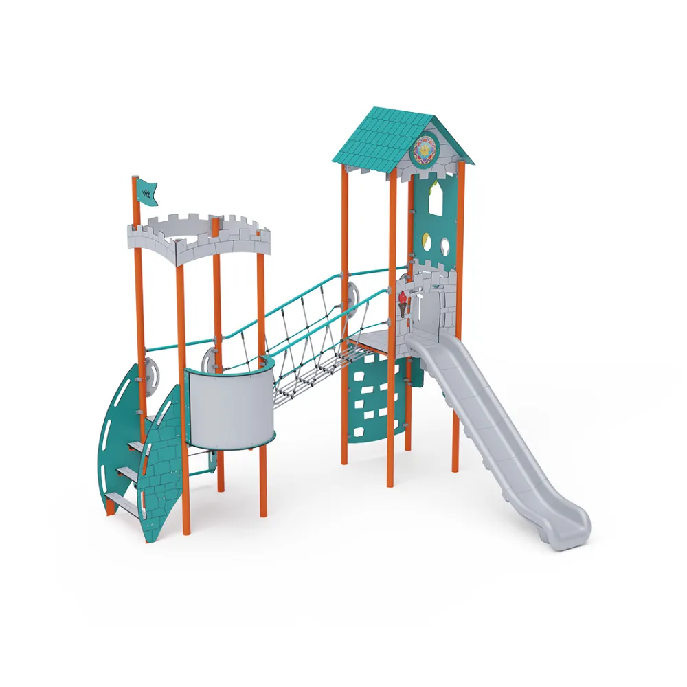 Double-Tower Combined Play Structure - High, with Roof VVZ-VZP2-008-15