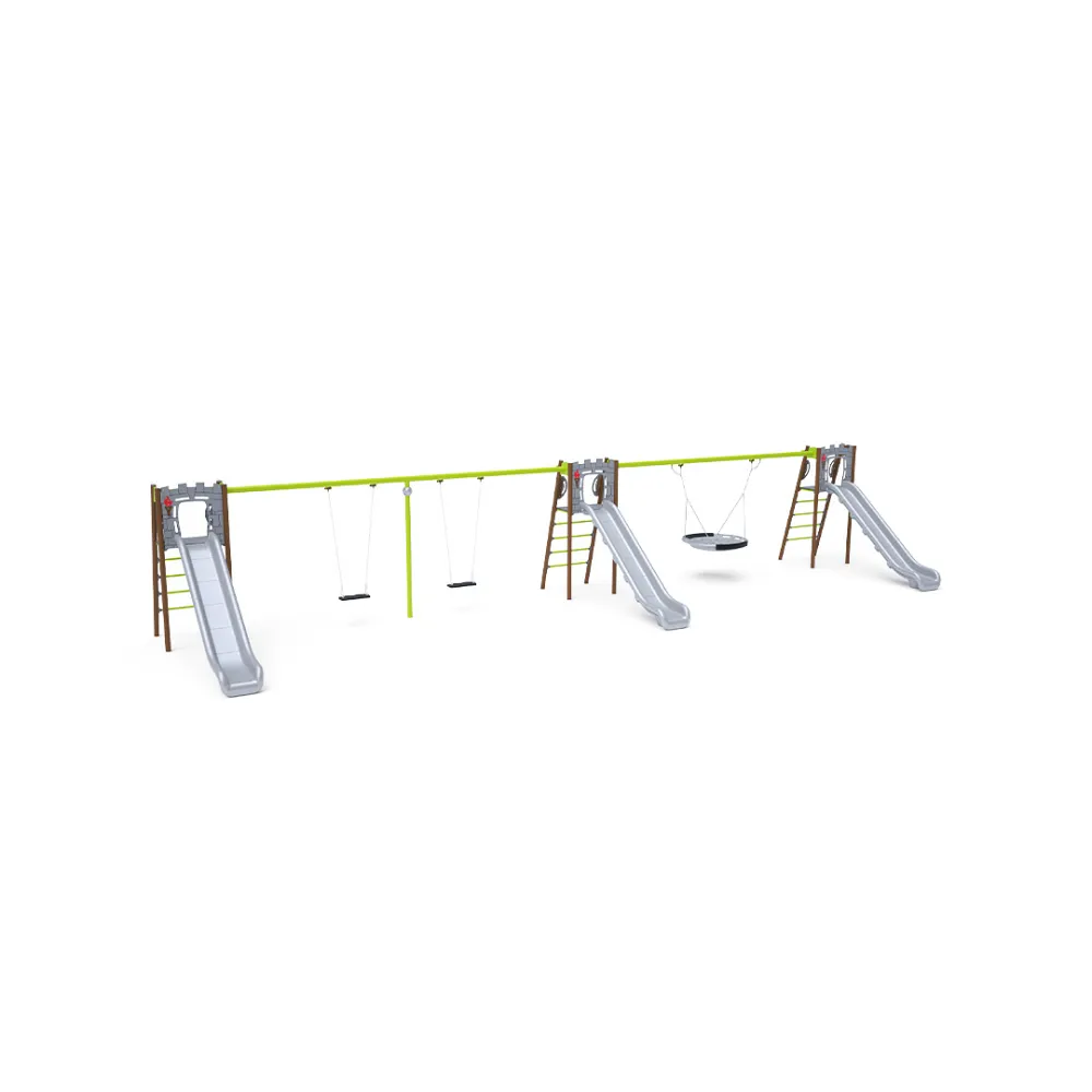 Triple Slide with Swing - 2x Classic Seat, 1x Nest Seat VVZ-AP011-15
