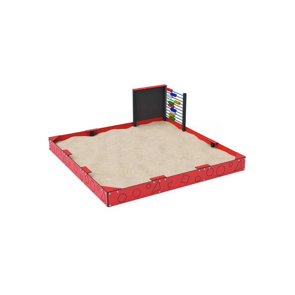 Educational sandbox 3 × 3 m with drawing board and counter VVZ-PD004