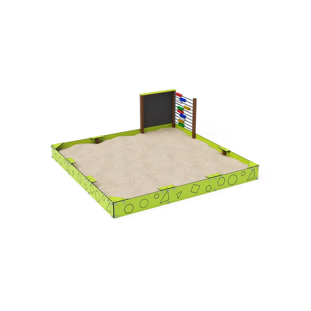 Educational sandbox 3 × 3 m with drawing board and counter VVZ-PD004
