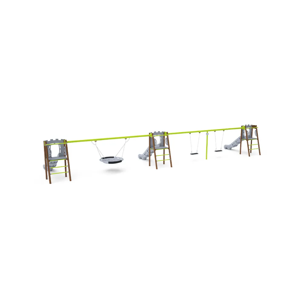 Triple Slide with Swing - 2x Classic Seat, 1x Nest Seat VVZ-AP011-10