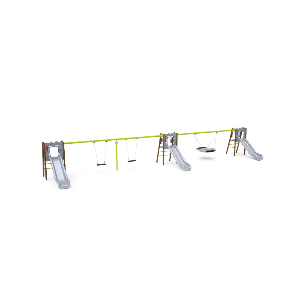 Triple Slide with Swing - 2x Classic Seat, 1x Nest Seat VVZ-AP011-10